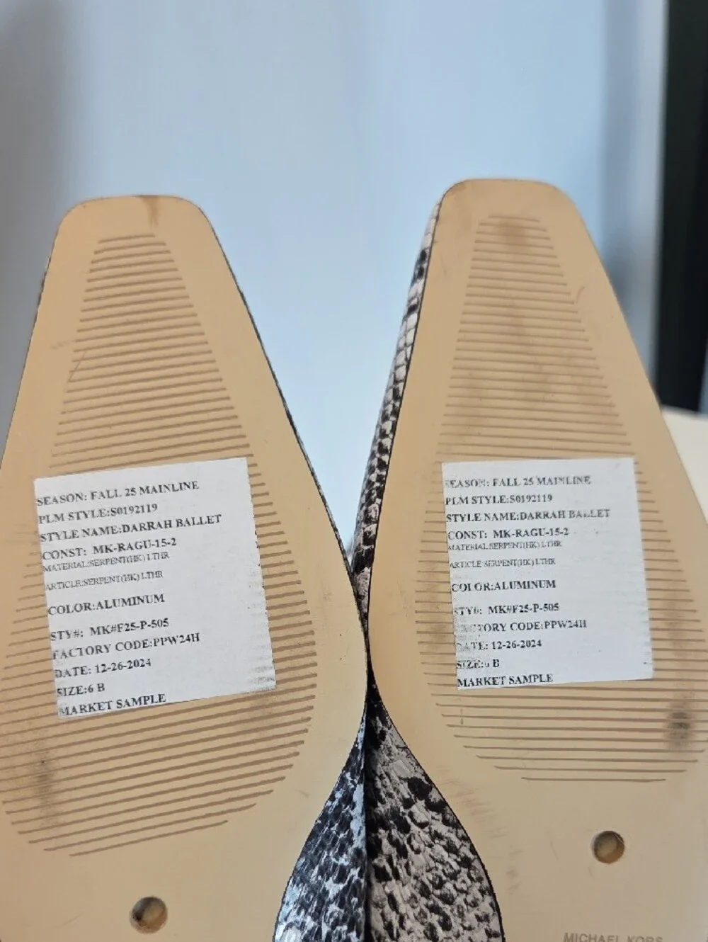 Michael Kors Darrah Ballet Flat Market Sample Snake-Print  Flats Size 6.5